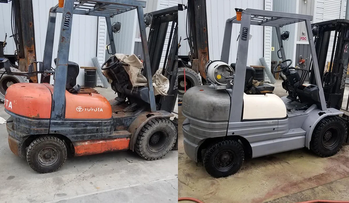 Comparison of forklift surface restoration