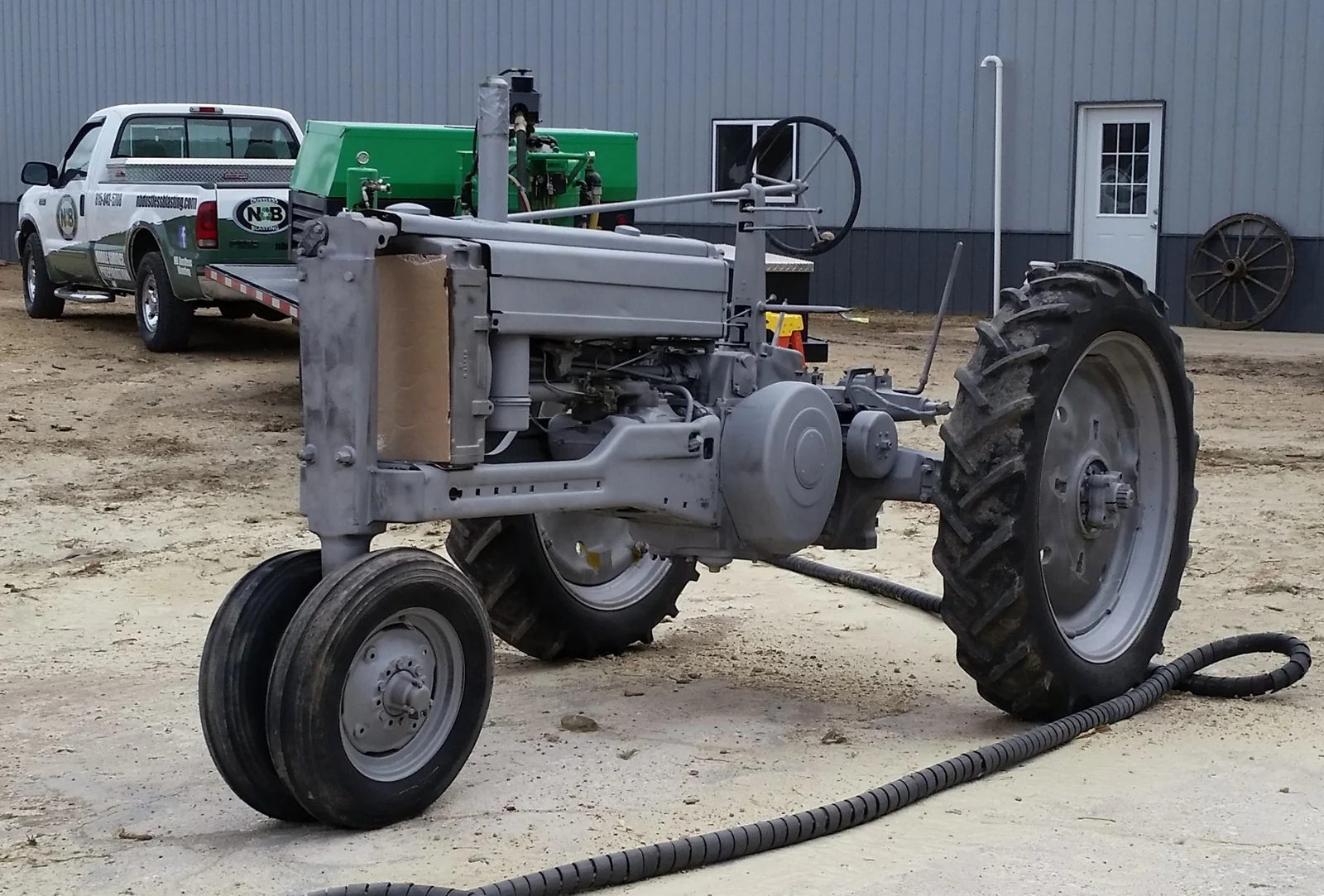 Tractor at a surface preparation stage