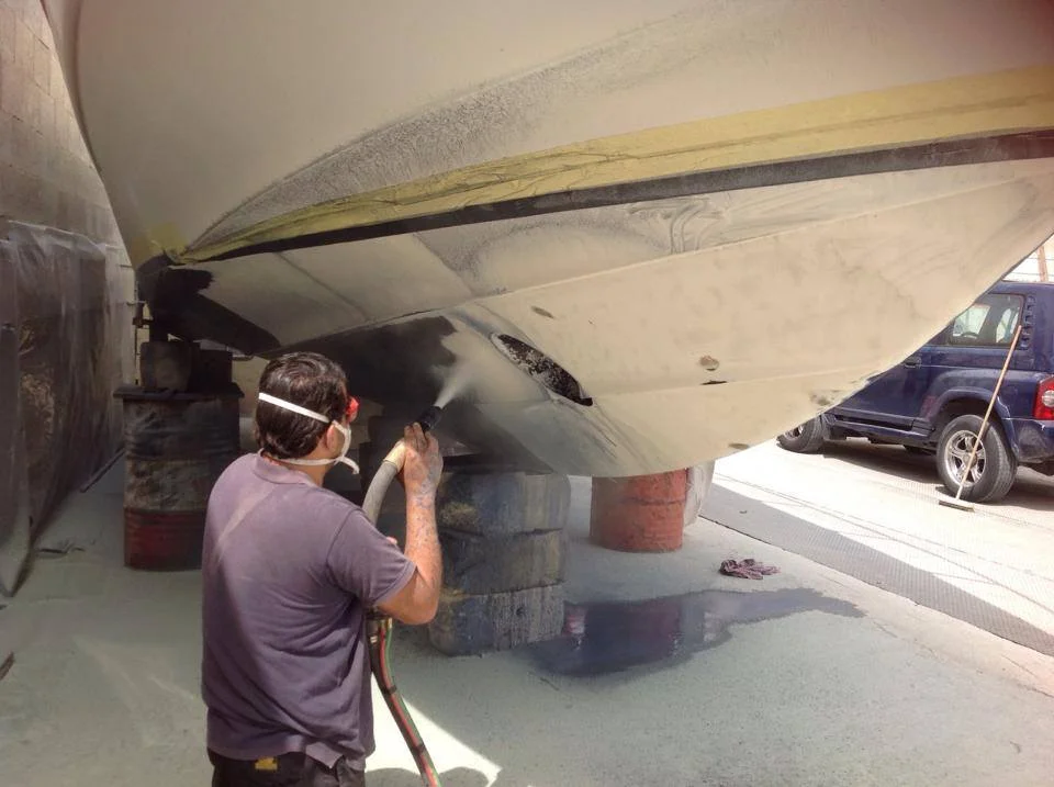Boat hull preparation on land