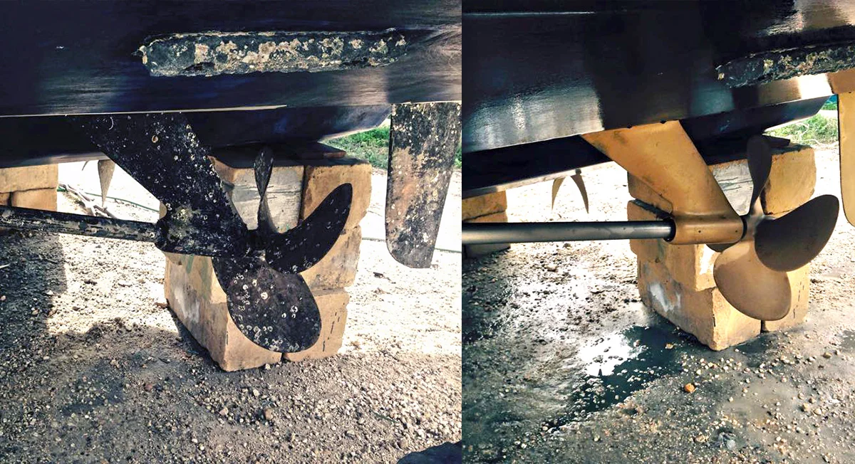 Comparison of marine hardware at different restoration stages