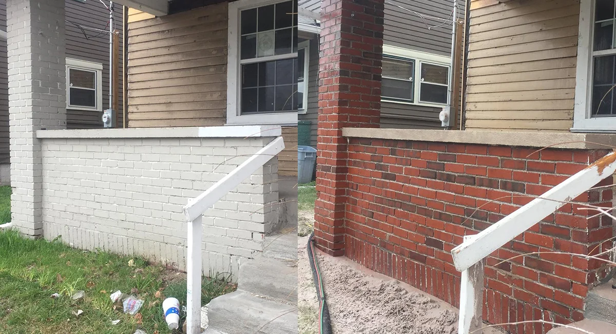 Painted and exposed brick porch surfaces