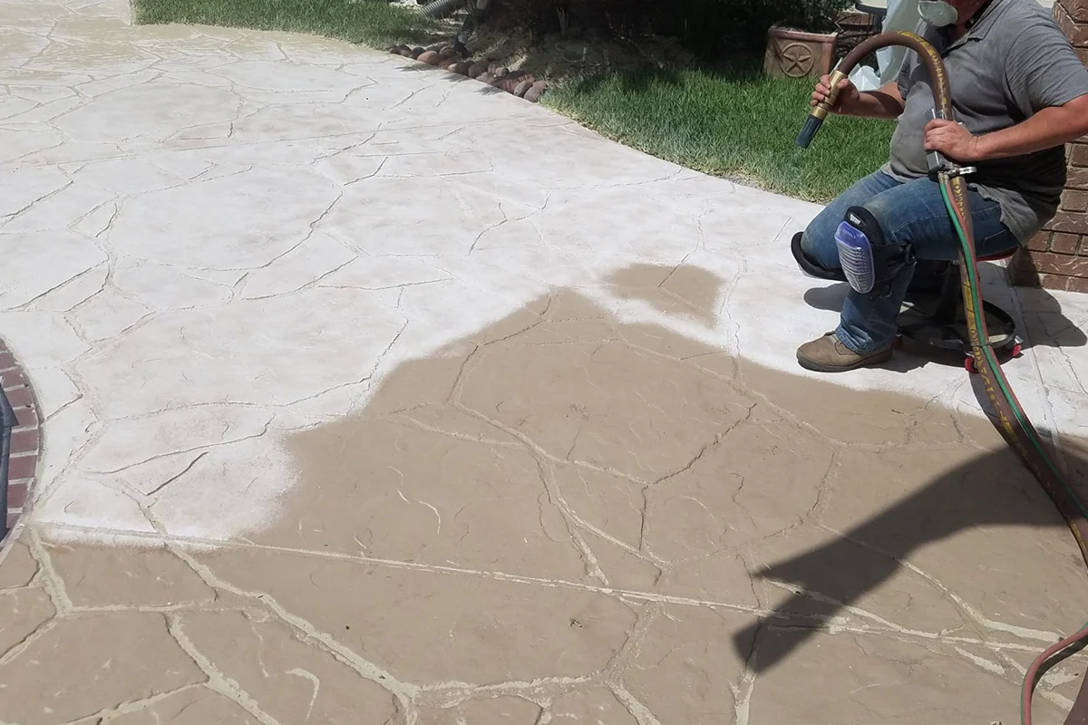 Operator preparing a residential concrete surface